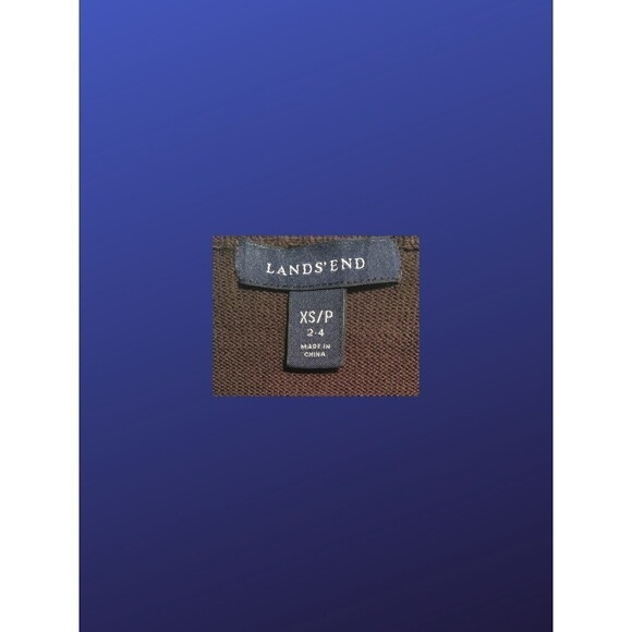 LAND’S END 100% Cotton Cardigan,  BROWN/TAN/WHITE ARGYLE, Size XS/P, NWOT - Picture 3 of 9